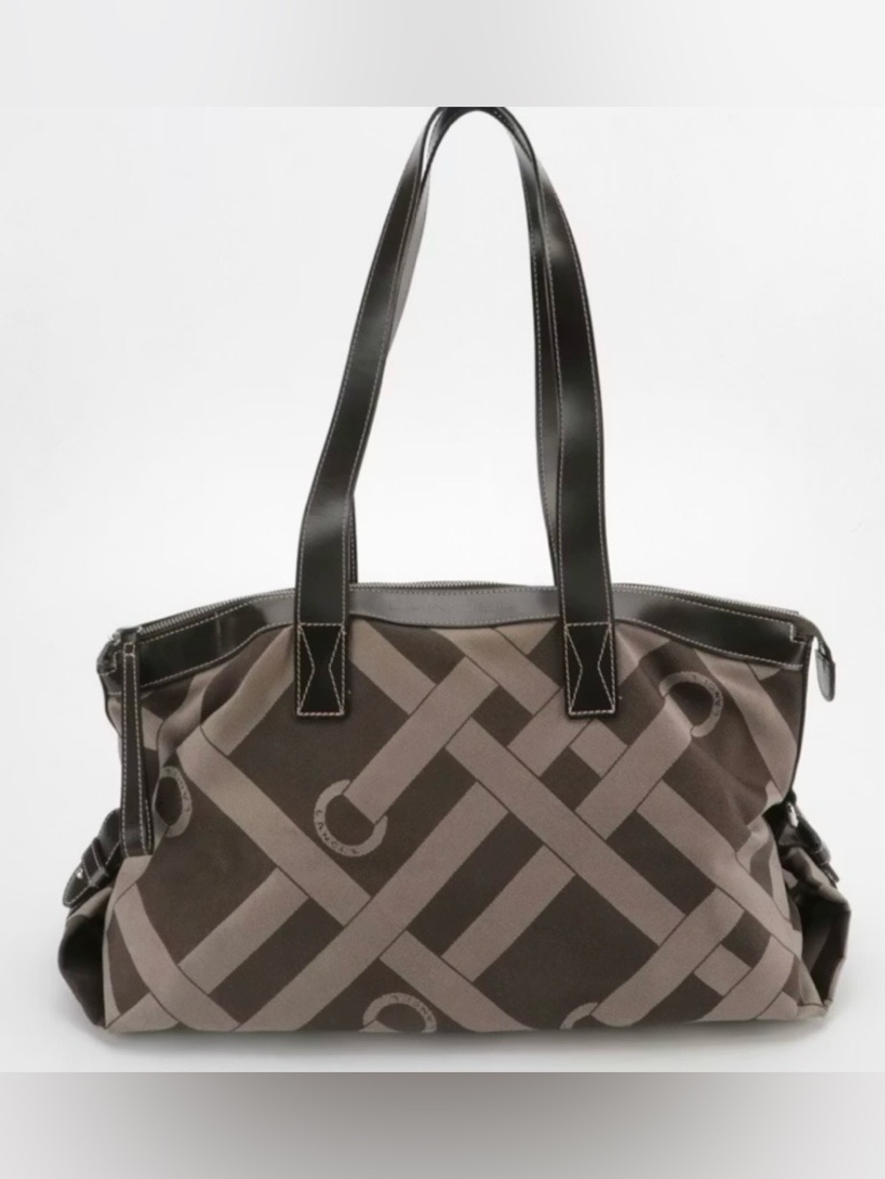 Lancel Canvas and Leather Travel Bag